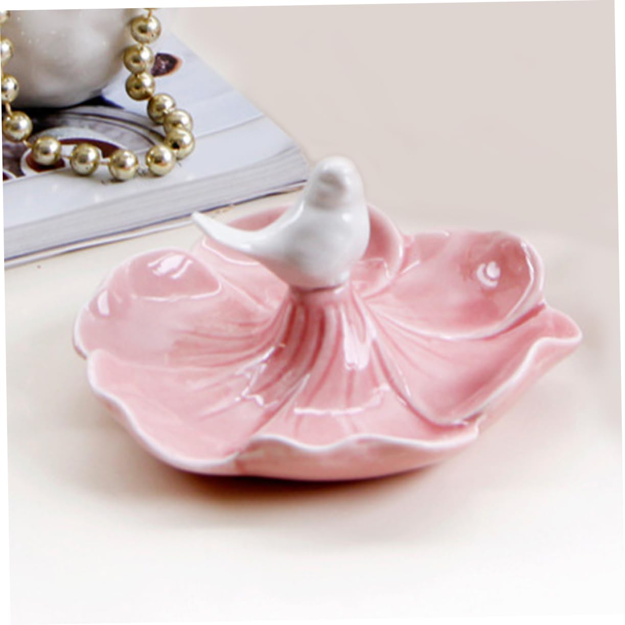 LIFKOME 2piezas Plato De Joyería Cerámica Forma De Pájaro Organizador Decorativo De Accesorios Para Anillos y Joyas