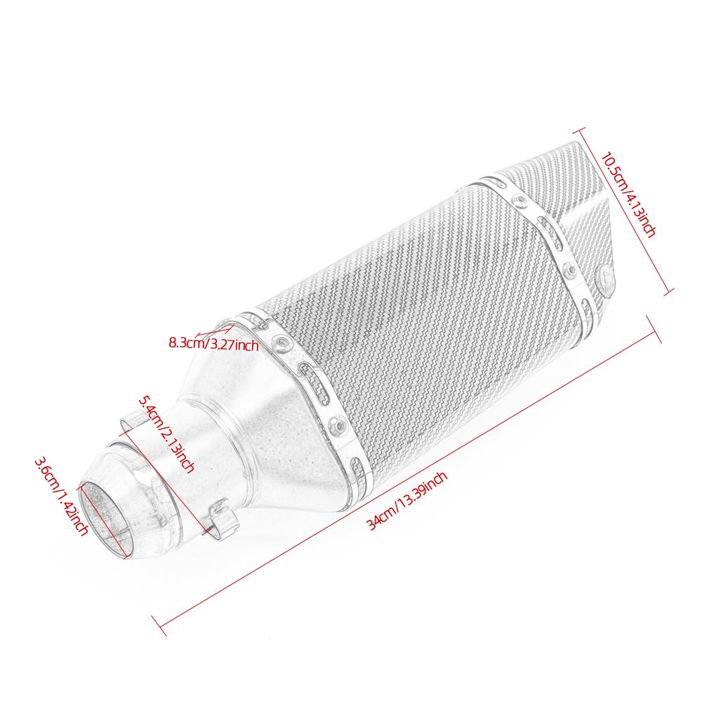 Tubo di scarico moto 36mm 51mm scarico universale Slip On compatibile con ATV Dirt Bike Street Bike Scooter (C)