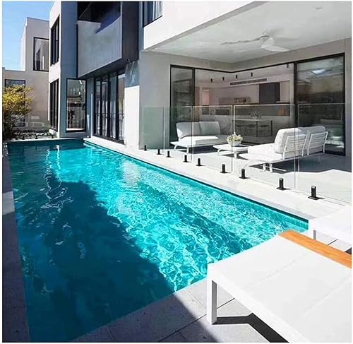 KMERCE Stehende Glasklemme Schwarz, Große Glasklemme aus 304 Edelstahl, Glashalter für Treppen, Halterung für Glas, Zaun, Pool, Wand, Zaun, Glas für Handläufe, Balkon, Treppengeländer, H160mm