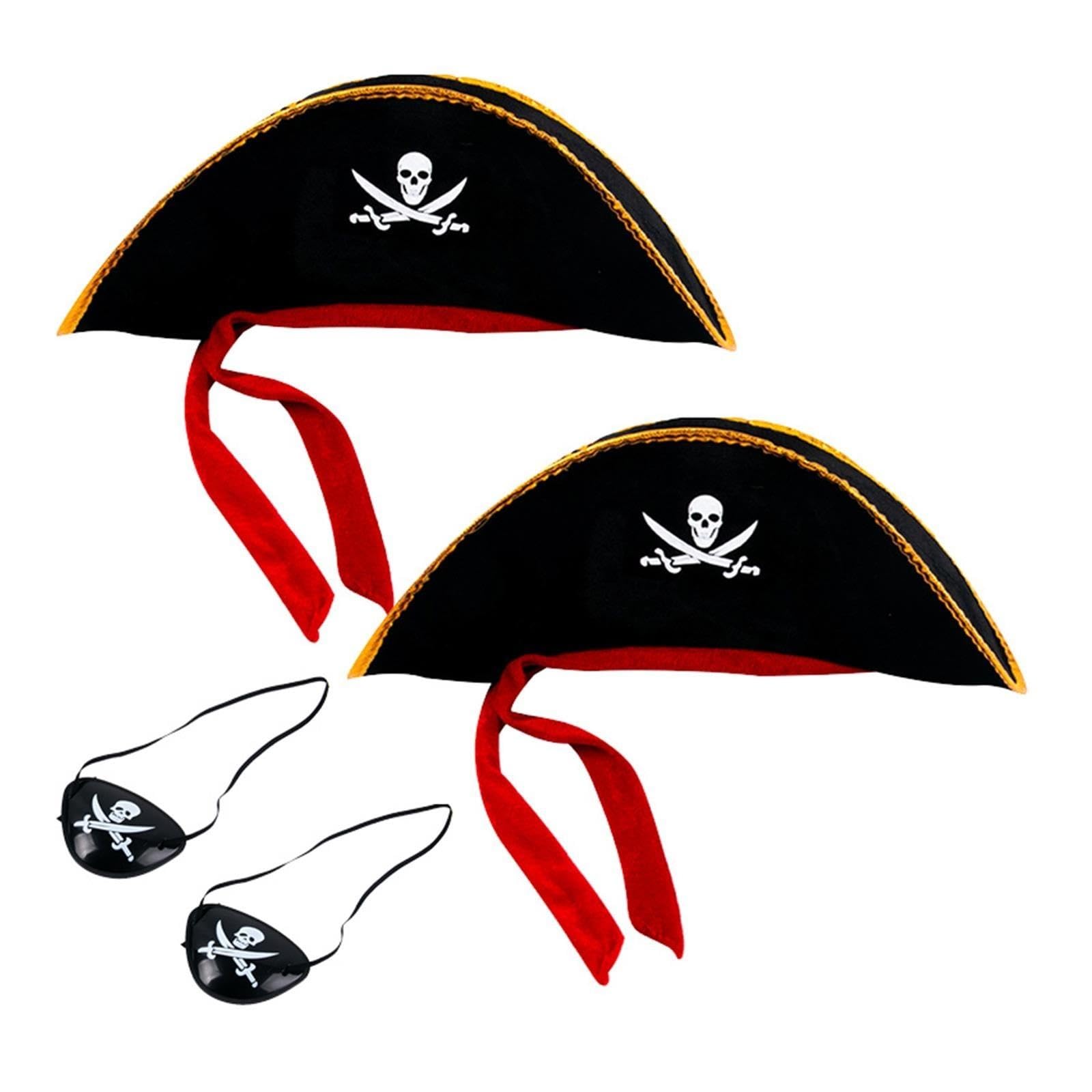 Set 1/2 chapeau pirate tête de mort et cache-œil Halloween