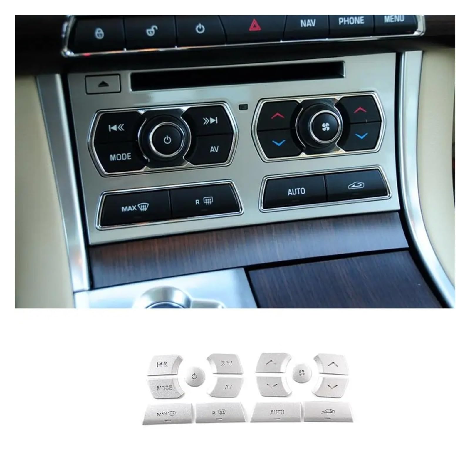 Interior Mouldings for Jaguar XF 2012 2013 2014 2015 Car Central Control Air Conditioner Multimedia Button Stickers Interior Accessories Car Accessory(B)