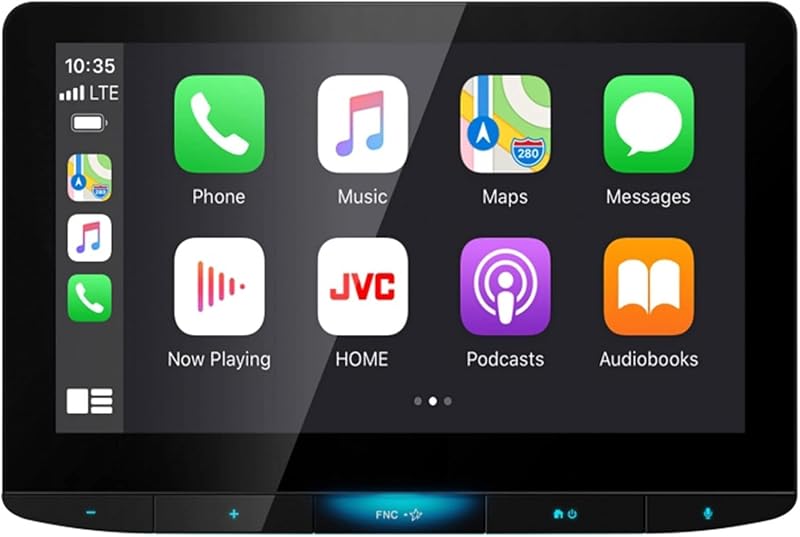 KW-Z1000W Receptor estéreo para automóvil Bluetooth con puerto USB – Pantalla táctil flotante HD de 10.1", Radio AM/FM - Reproductor de MP3 - Doble DIN - Compatible con Waze con Apple CarPlay o Android Auto (Negro)
