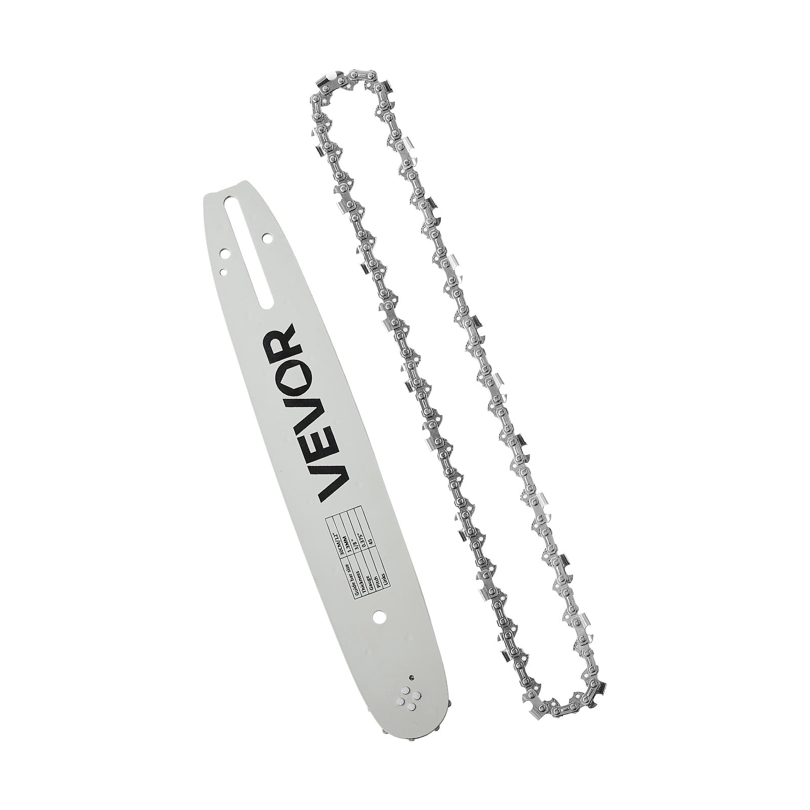 VEVOR Chainsaw Chain &amp; Bar Combo 12" 3/8" Gauge 3/8" Pitch 45 Drive Links