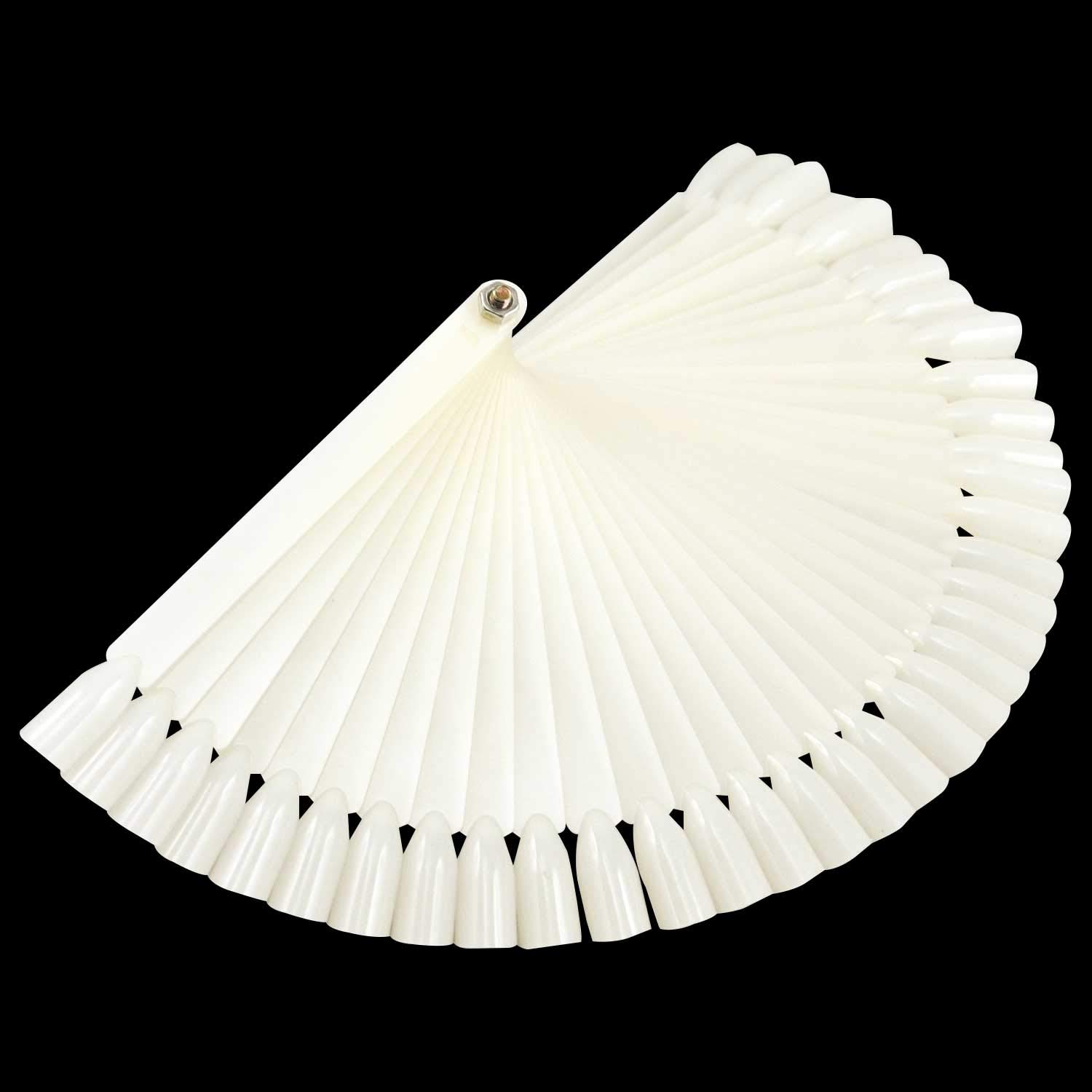 TRIXES Espositore bianco a ventaglio con 50 bastoncini con unghie finte per decorazione unghie, applicazione smalto, pratica
