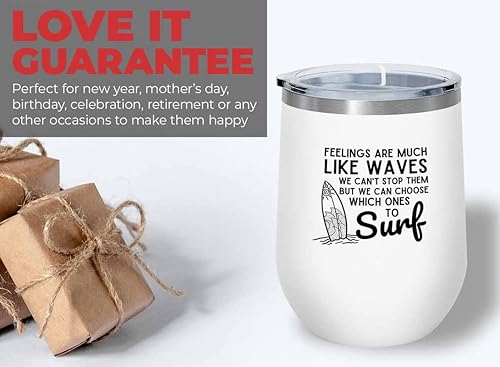 Miniatura 5 de Flairy Land Surfing White Edition Wine Tumbler 12oz - Feelings like waves - Surfing Enthusiast Gifts Water Sport Surfboard Athletics Hobby Beach Sea