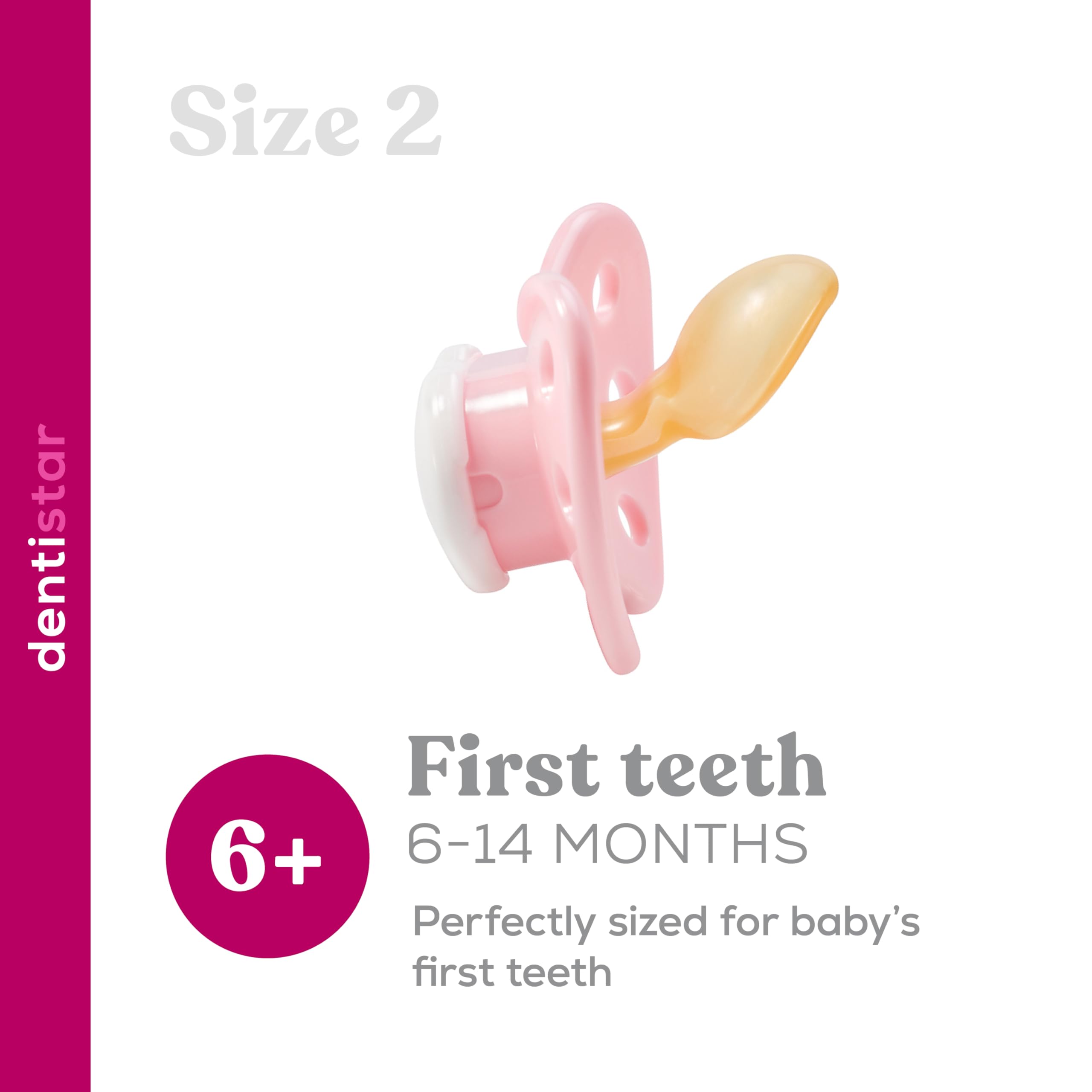 dentistar Latex Soother Set of 3, Size 2, 6-14 Months, Tooth and Jaw Friendly Silicone Soother with Dental Step - Image 4