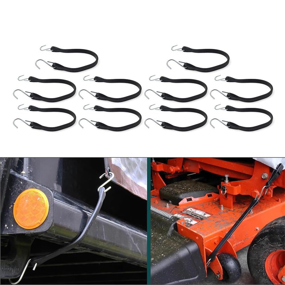 SIKUAI Lot de 10 tendeurs élastiques d'extérieur de 38 cm avec crochets et sangles d'arrimage en caoutchouc noir pour caravanes, remorques, bateaux, bus, mobil-homes