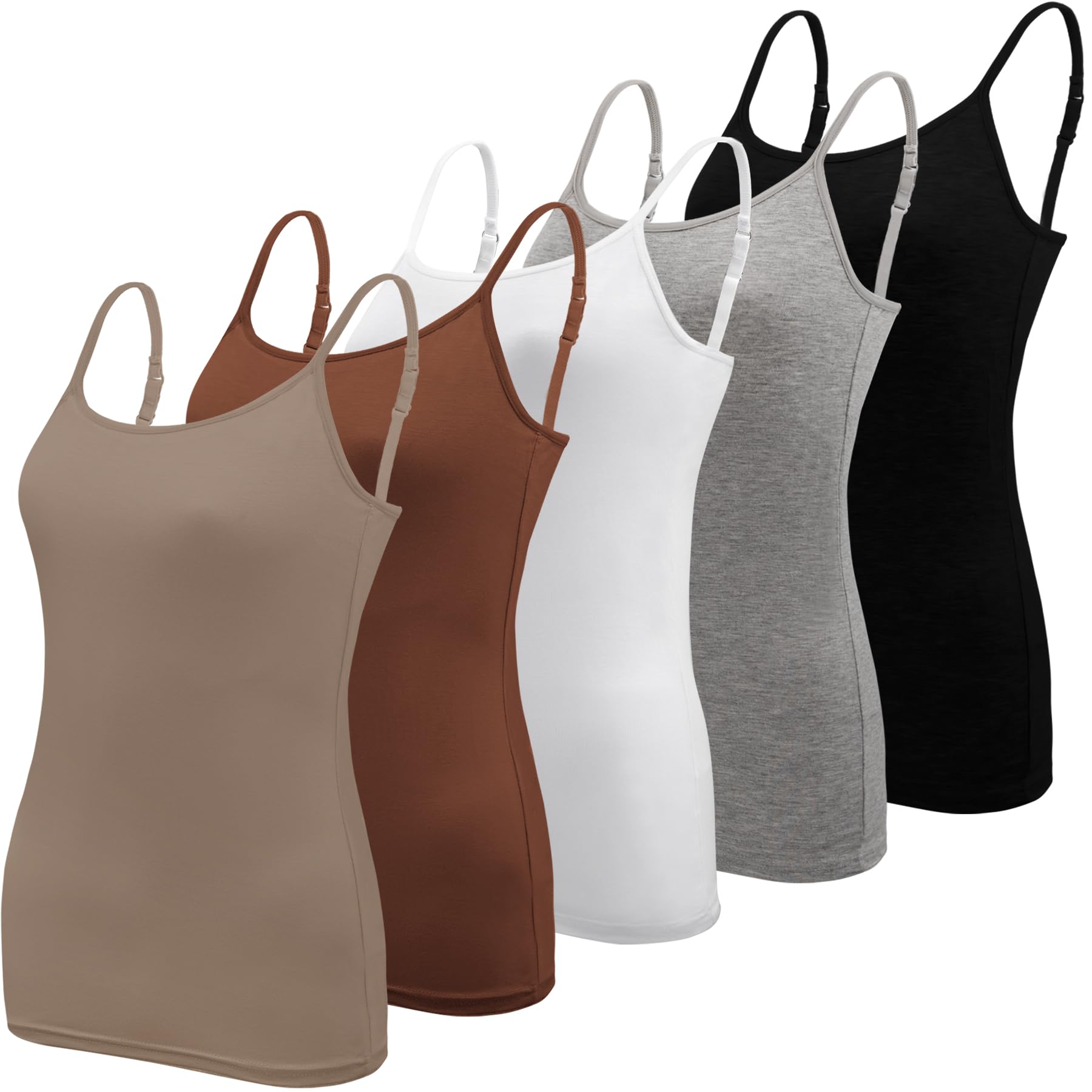 BQTQ 5 Pcs Women's Camisole Tank Top Undershirt Spaghetti Strap Basic Camisoles