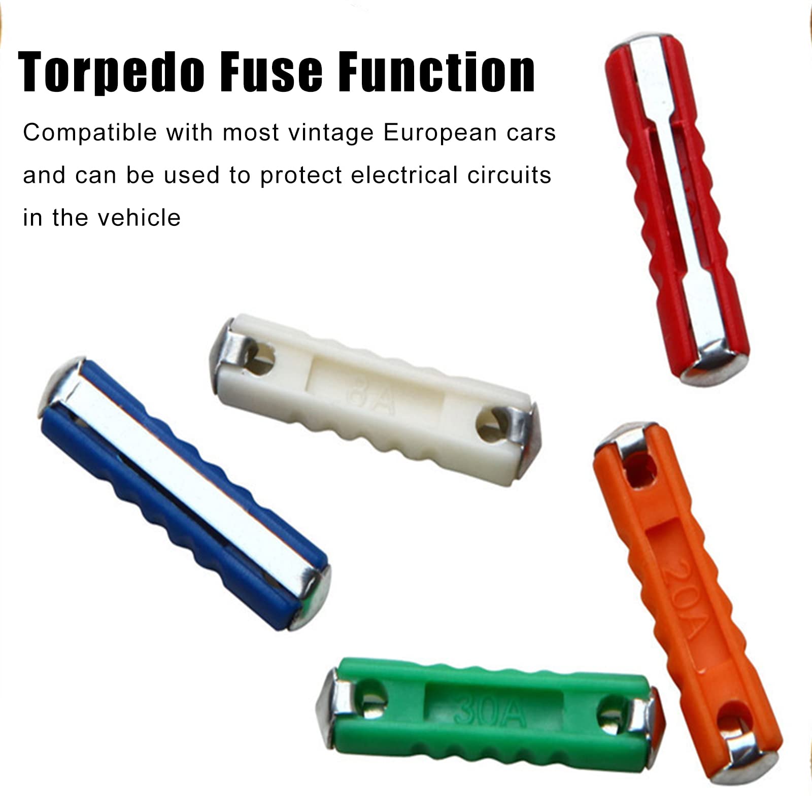 30 Piece Ceramic Torpedo Fuse Assortment - 5A To 30A Automotive Fuses (German Listing)