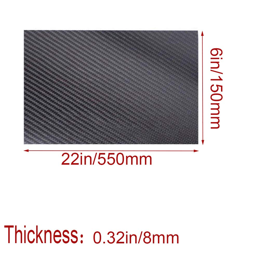 Karbon, Kohlefaserplatten, Platte, 3K-Platte, starr, schneidbar, for Sportgeräte, RC-Leinwandbindung, matt, 550 mm x 150 mm(Thickness8mm)