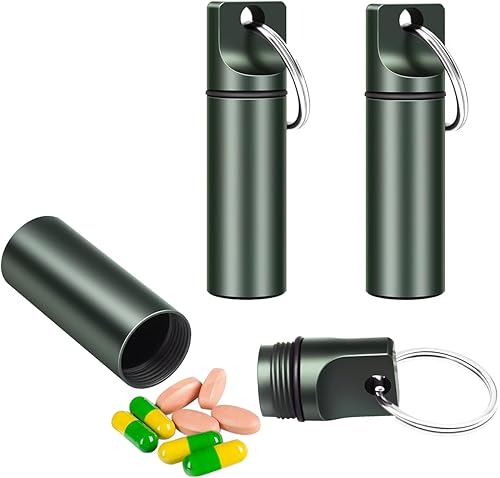Paquete de 3 llaveros para pastillas, impermeable, pequeño, para viajes, medicina, para bolso, organizador de mini tableta, bolsillo para hombres y