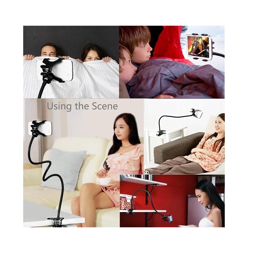 Soporte Brazo Metal Flexible con Pinza para Teléfono y Base con Clip. Multifunción: Escritorio, Cabecero Cama, Coche, Sofá para Vivo Y33T (2022) - Negra
