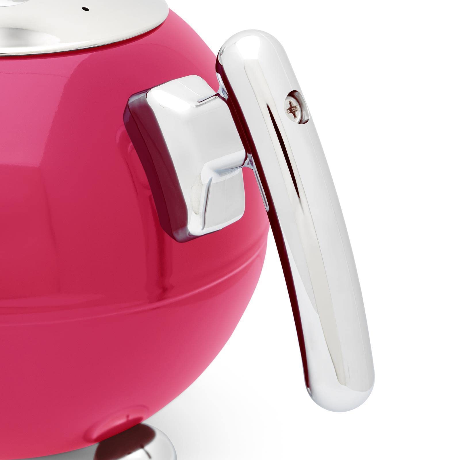 Bredemeijer Teekanne 1,2 Liter - Edelstahl doppelwandig Pink - große Edelstahlkanne mit Tee-Filter-Sieb-Aufsatz für losen Tee oder Teebeutel - Teebereiteer inkl. schwarzem Holz-Untersetzer