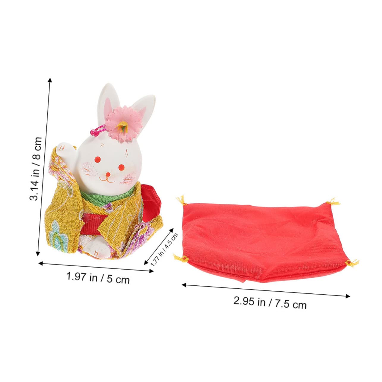 IMIKEYA 4 Pièces Lapin Chanceux Décor Statue De Lapin du Statuette Feng Shui Statue De L'année du Accessoire De Voiture Figurine Kimono De Pâques Plâtre