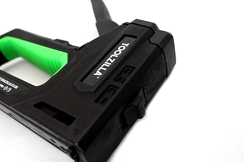 Vista 4 de TOOLZILLA Pistola de grapas profesional 4 en 1 y paquete de selección de 1000 grapas, pistola de clavos para tapicería, madera, malla de alambre