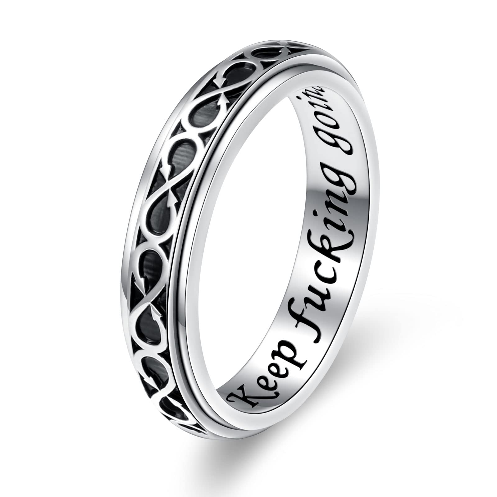 JZMSJFS925 Sterling Silver Faith Hope Love Spinner Rings Inspirational Anti Anxiety Ring Fidget Ring