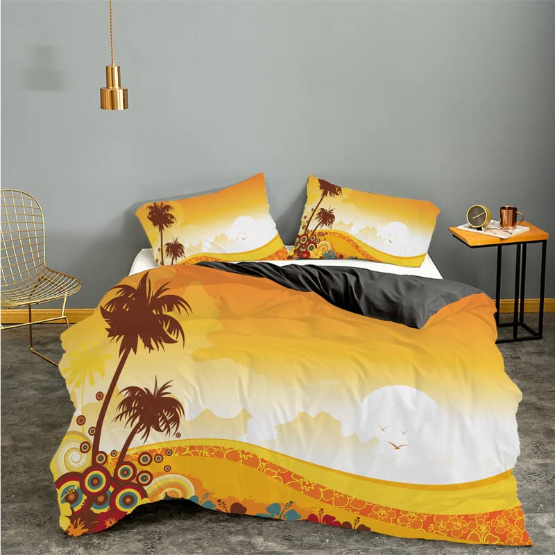 Housse de couette 240x260 dessin animé jaune en microfibres pour lit 2 personnes