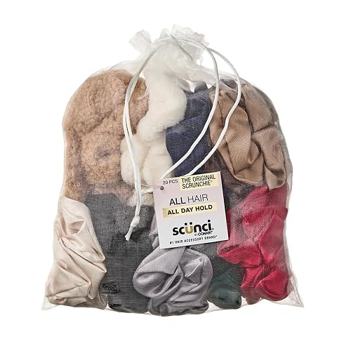 Scunci by Conair The Original Satin Scrunchies 20pk - hair accessories for girls and women - ideal for all hair types - gifts for her - Assorted Colors