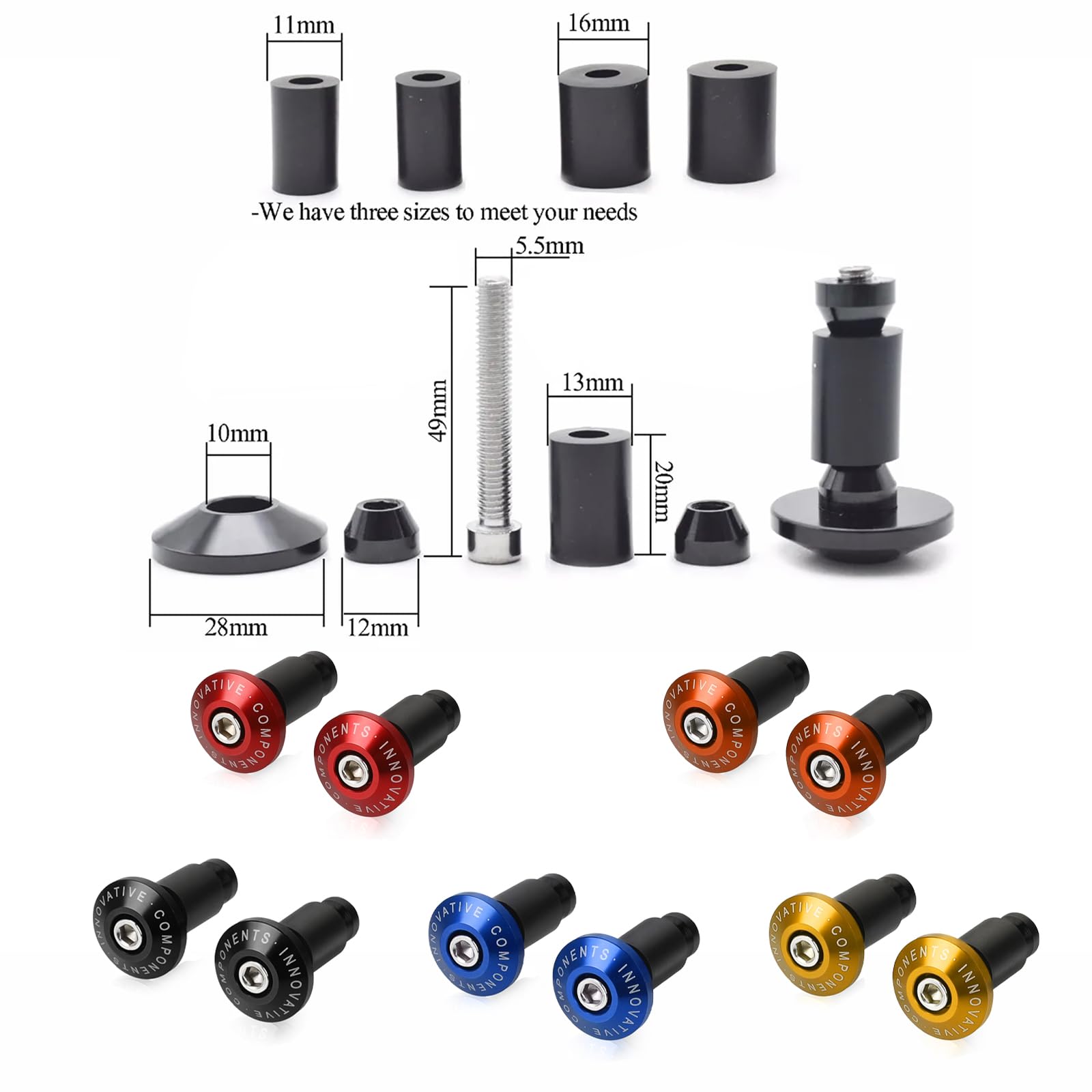 22Mm (7/8") Contrappesi Per Manubrio,Set Moto