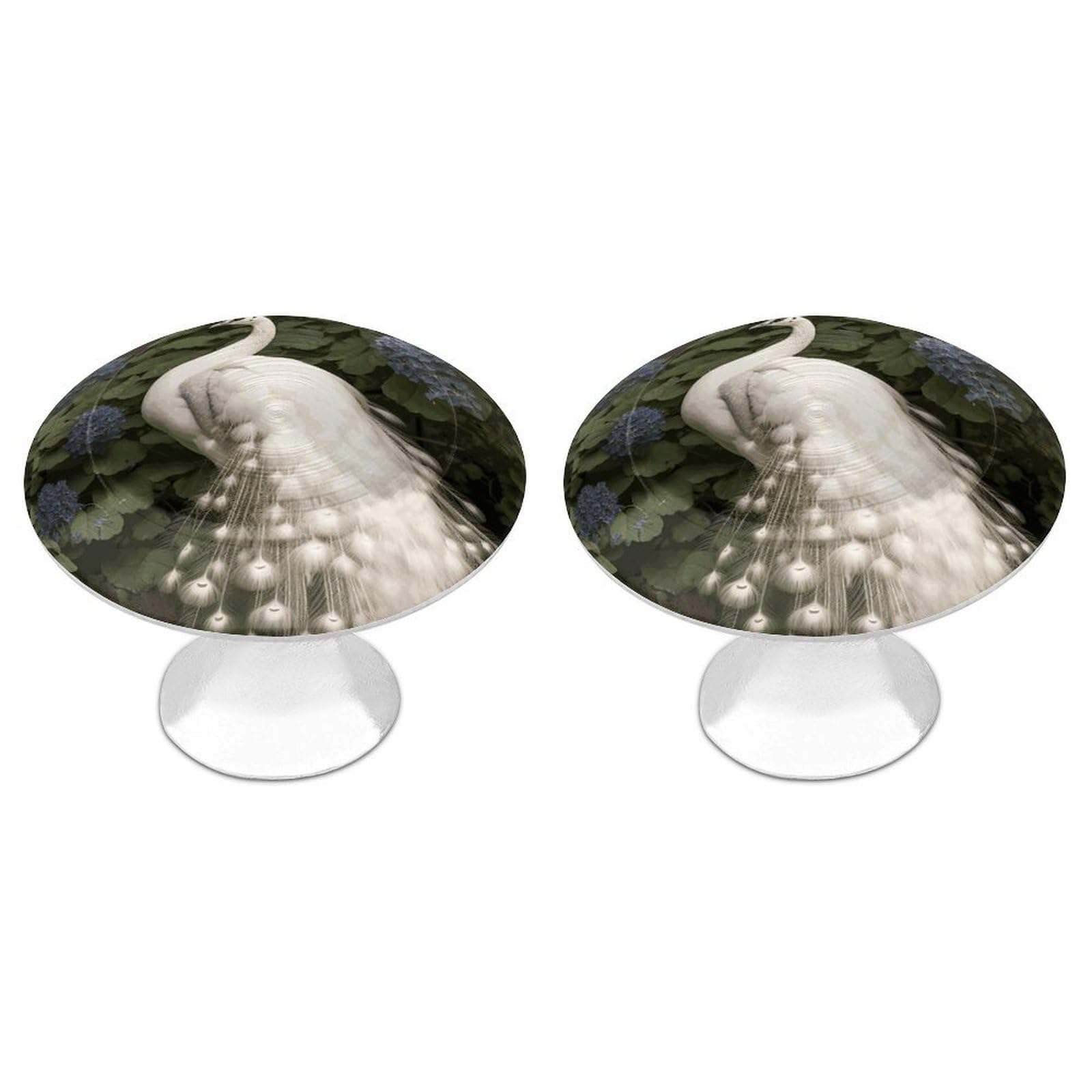 Fekiloot White Peacock Cabinet Knobs For Kitchen Ornament, Round Zinc Decorative Drawer Pulls For Cabinets Trendy, Dresser Drawers Pulls Bathroom Dresser Knob With Screw