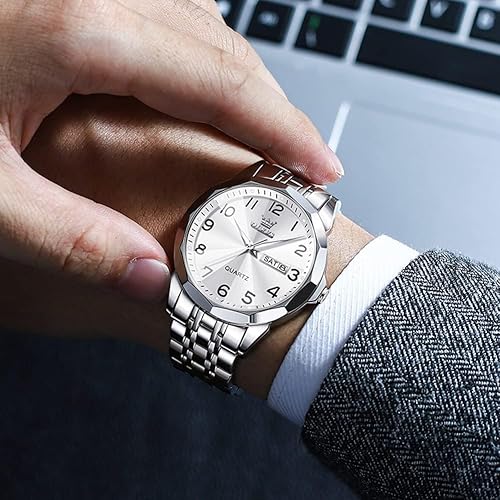 Miniatura 4 de OLEVS Reloj para Hombre Mujer Cara Grande Unisex Diamante Lujo Vestir Analógico Cuarzo Acero Inoxidable Impermeable Luminoso Fecha Negocios Informal