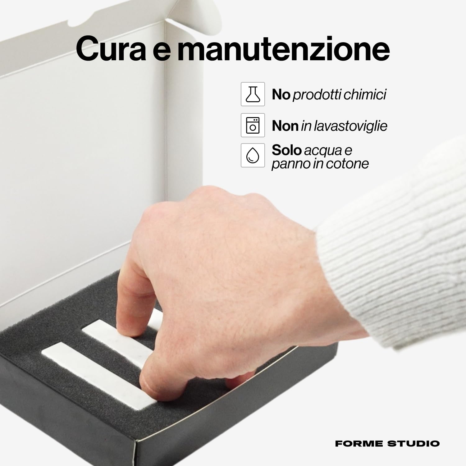 FORME STUDIO Set 4 Poggia Posate in Marmo Bianco di Carrara – Supporto Elegante per Posate e Bacchette – Accessorio Artigianale da Tavola Made in Italy