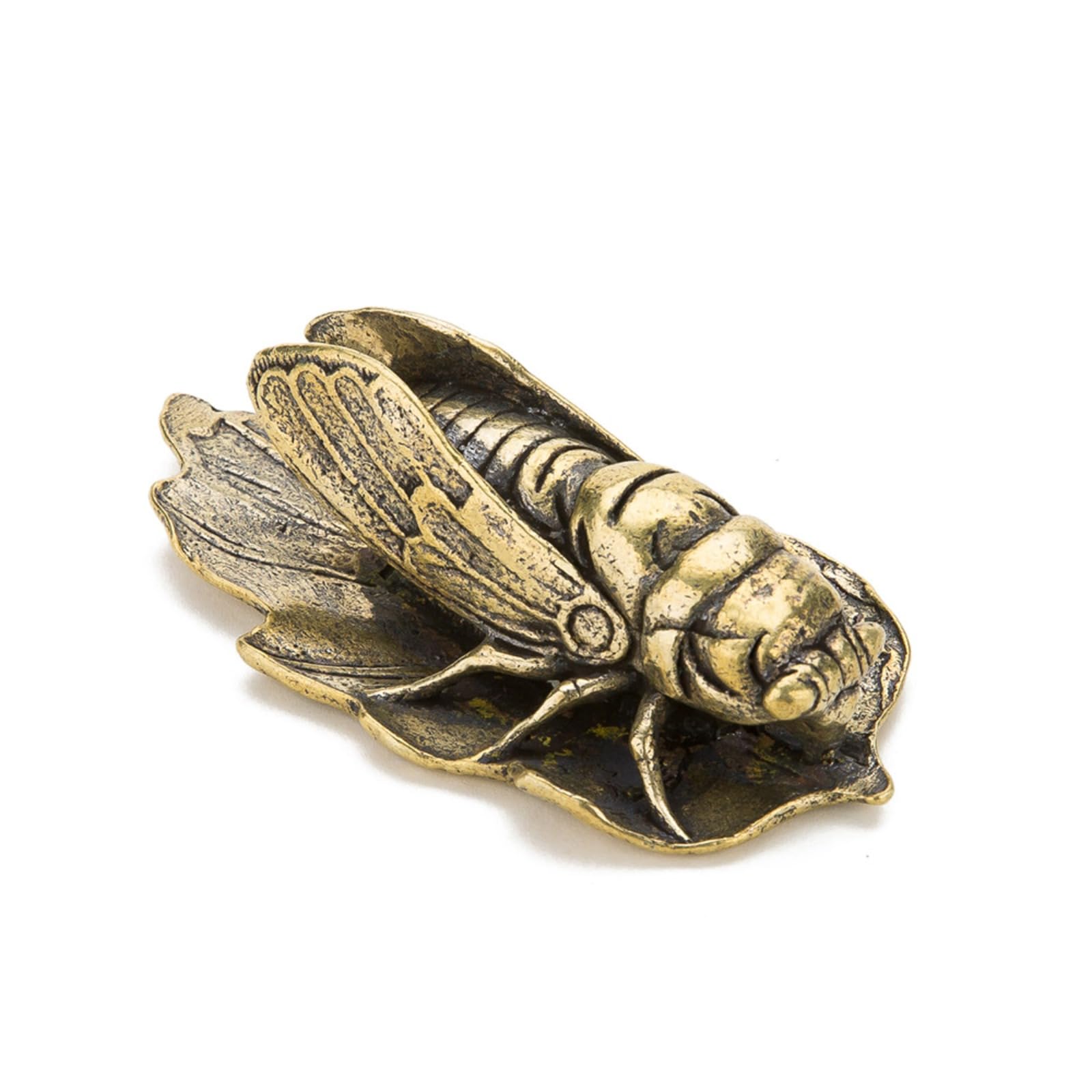 NGDFGR Brass Cicada Model Miniature Figurines,Bronze Insects Cicada Statue Sculpture Desktop Ornament Home Bonsai Landscaping Sand Table Car Decor Accessories Study Paperweight