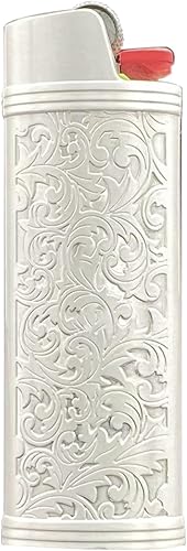 Lucklybestseller Funda de metal para encendedor BIC J6 con estampado floral vintage para encendedor de tamaño completo