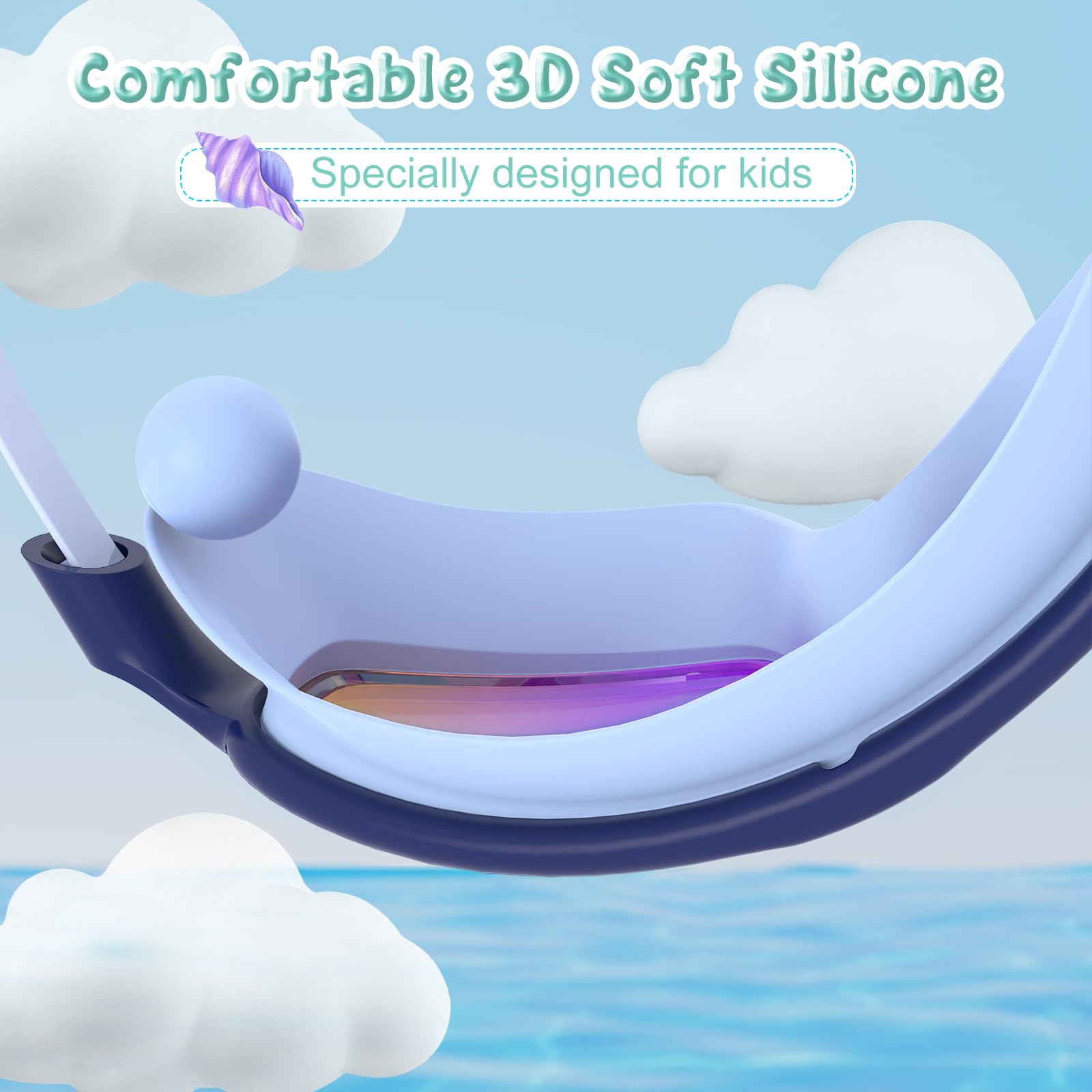 VegoVia Gafas de natación para niños, paquete de 2, antivaho, protección UV, visión amplia, gafas de natación para niños de 3 a 15 años, niños y niñas pequeños