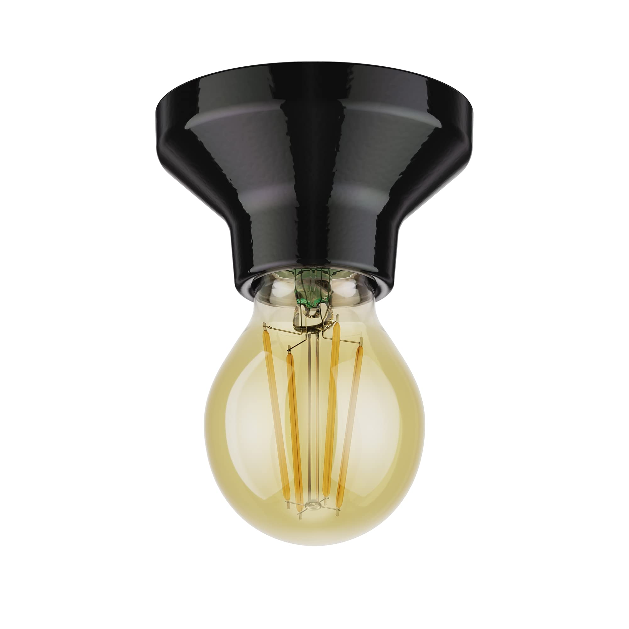 ledscom.de LED Deckenleuchte Elektra Porzellan schwarz, inkl. LED gold max. 778lm, 3-Stufen dimmen, extra-warmweiß