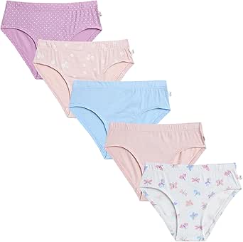 POPPY & CLAY Girls' Underwear 5 Pack 100 Cotton Bikini