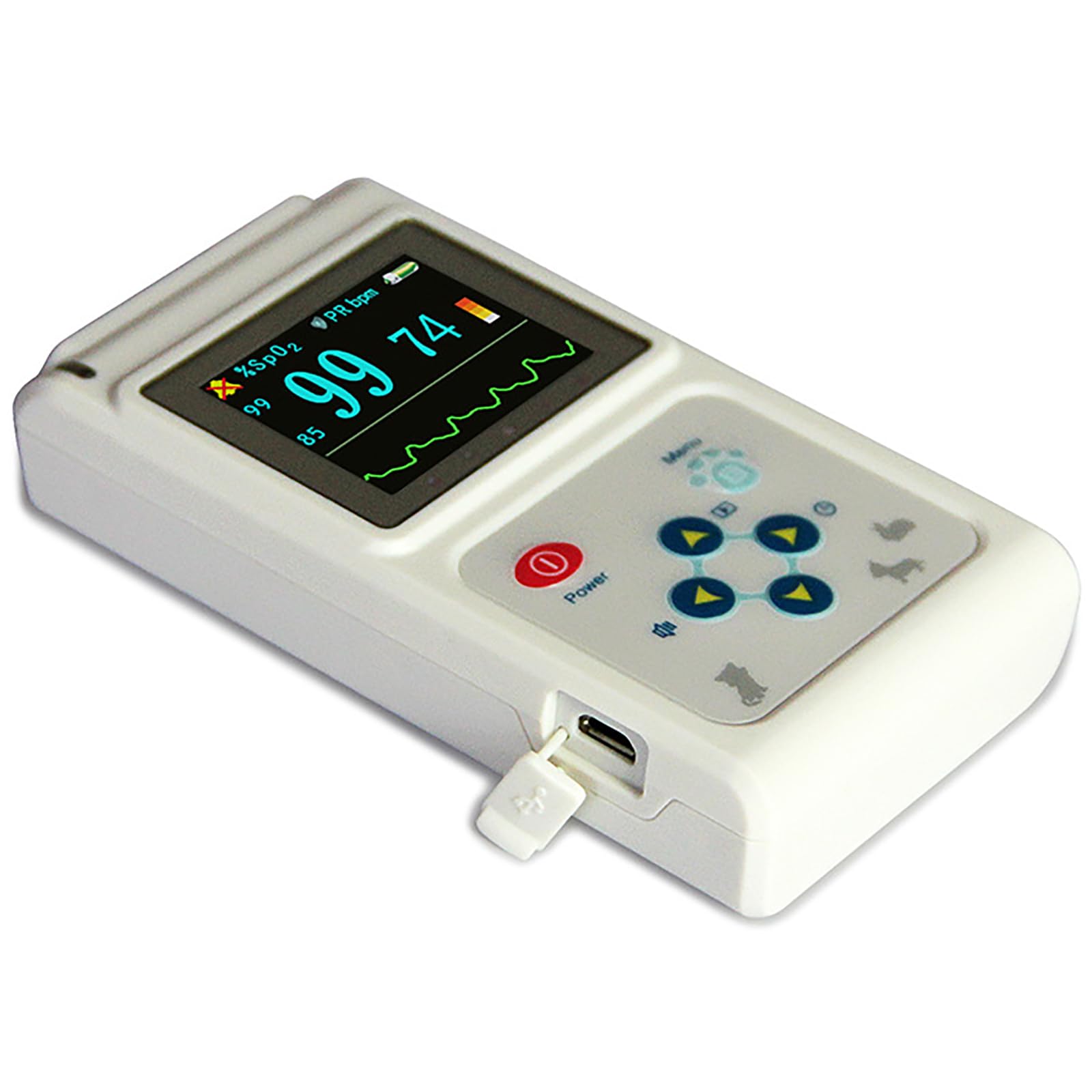 Oxímetro De Pulso De Veterinario Portátil, Veterinario Veterinario De Pulso, Veterinario, Al Monitor De La Frecuencia De Pulso/Sensor De Lengua con Sonda Y Cable USB