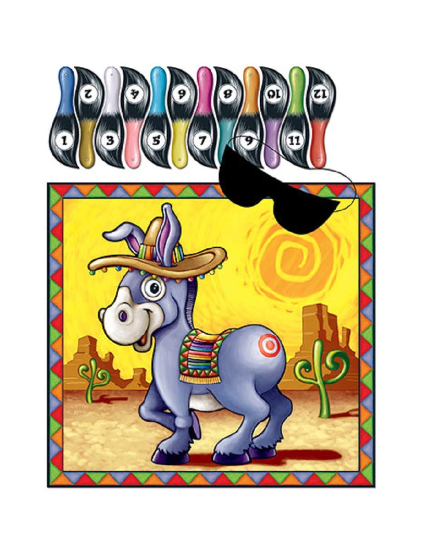 Beistle Multicolor 60212 Pin The Tail On The Donkey Game, 17.5” X 19.5” Fun Fiesta And Party Activity-Mexican Theme Birthday And Cinco De Mayo Celebration, Paper,