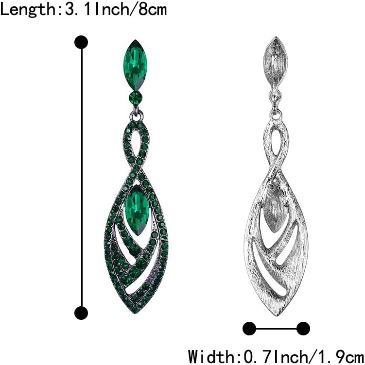 BriLove Women's Crystal Gorgeous Twisted Dual Chandelier Teardrop Fashion Pierced Dangle Earrings - Image 6