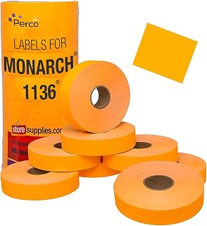 Florescent Orange Pricing Labels for Monarch 1136 Price Gun - 8 Rolls, 14,000 Pricemarking Labels