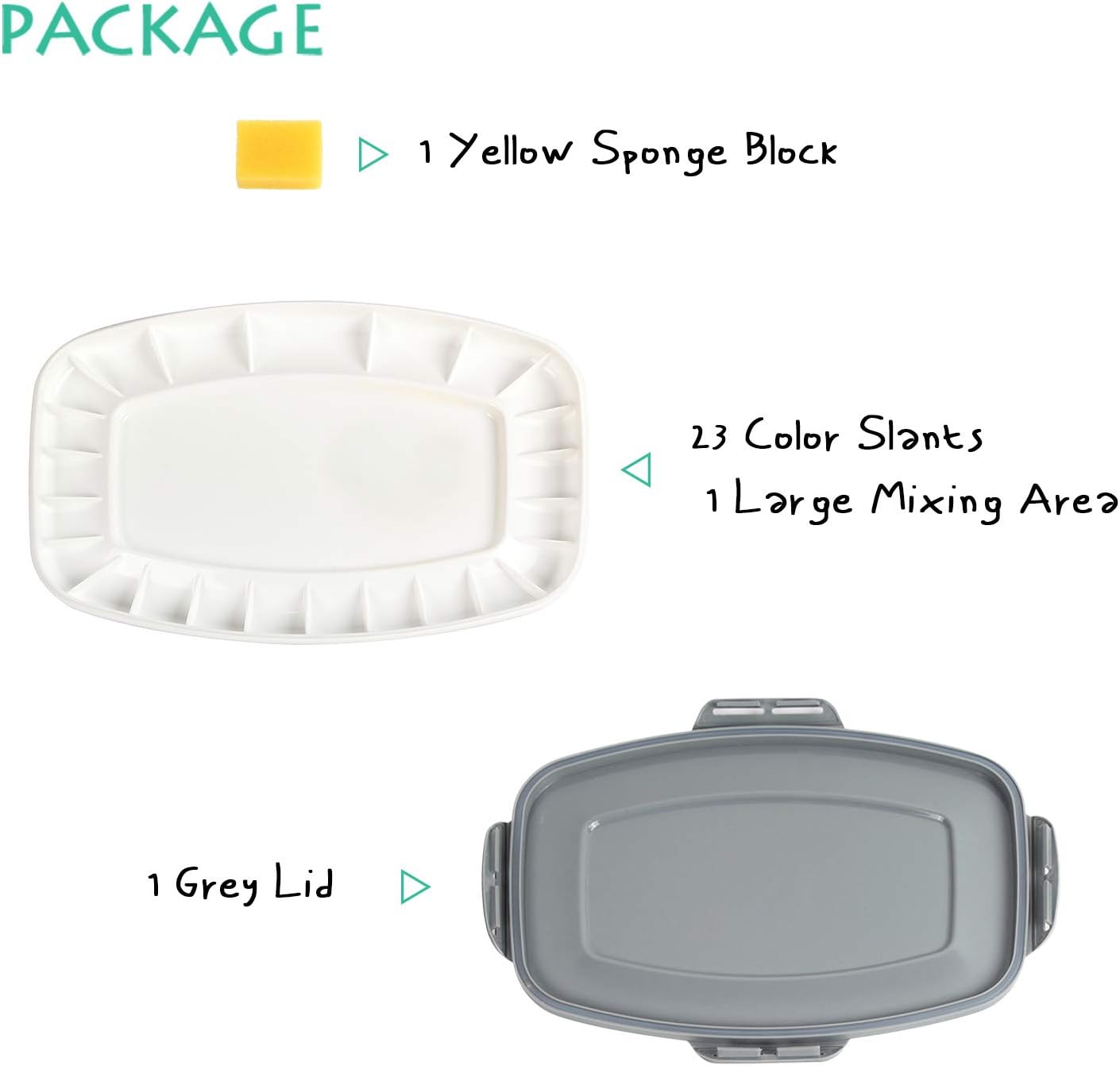 Falling in Art 18 Well + 3 Mixing Area Air Tight Watercolor Palette with a Sponge(10 5/8 inches L x 5 1/8 inches W)