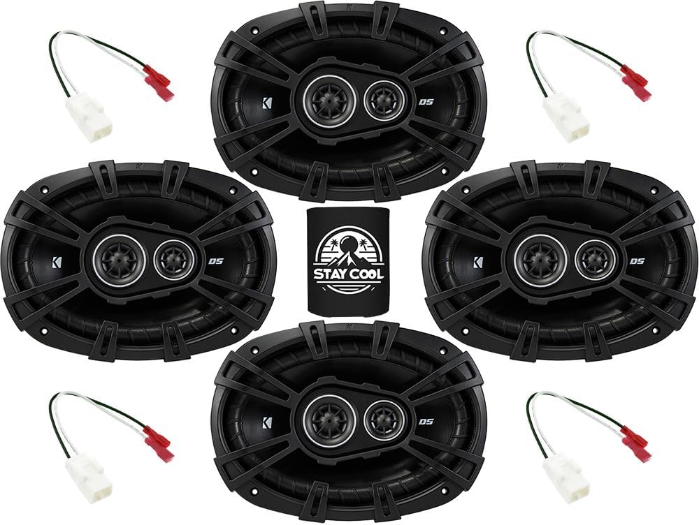 KICKER Speakers 6x9 inch for RAM 1500/2500/3500 2013-2023 Upgrade Kit - 4 Pack of DS Series with Harness, Car Audio Front and Rear Door Speaker DSC6930, 43DSC69304