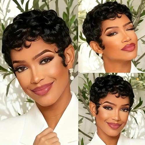 Short Curly Pixie Cut Wigs for Black Women, Loose Wave