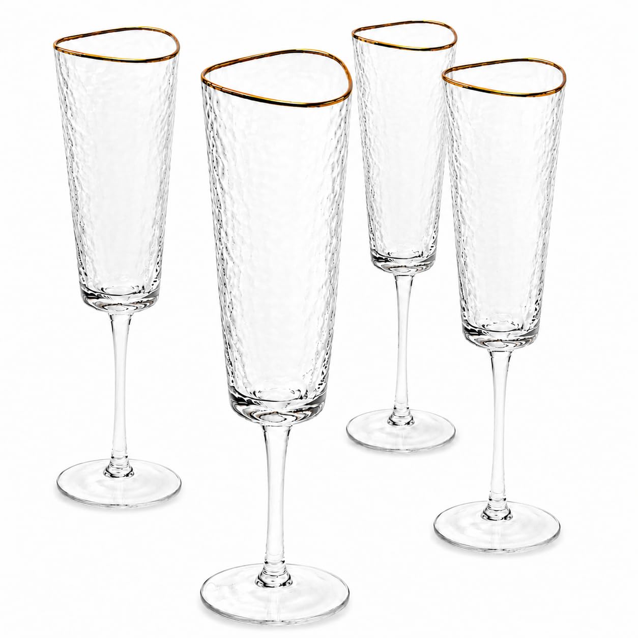 Champagne Glasses Set - 4 Elegant Flutes -7 Champagne Glasses Set - 4 Elegant Flutes -7