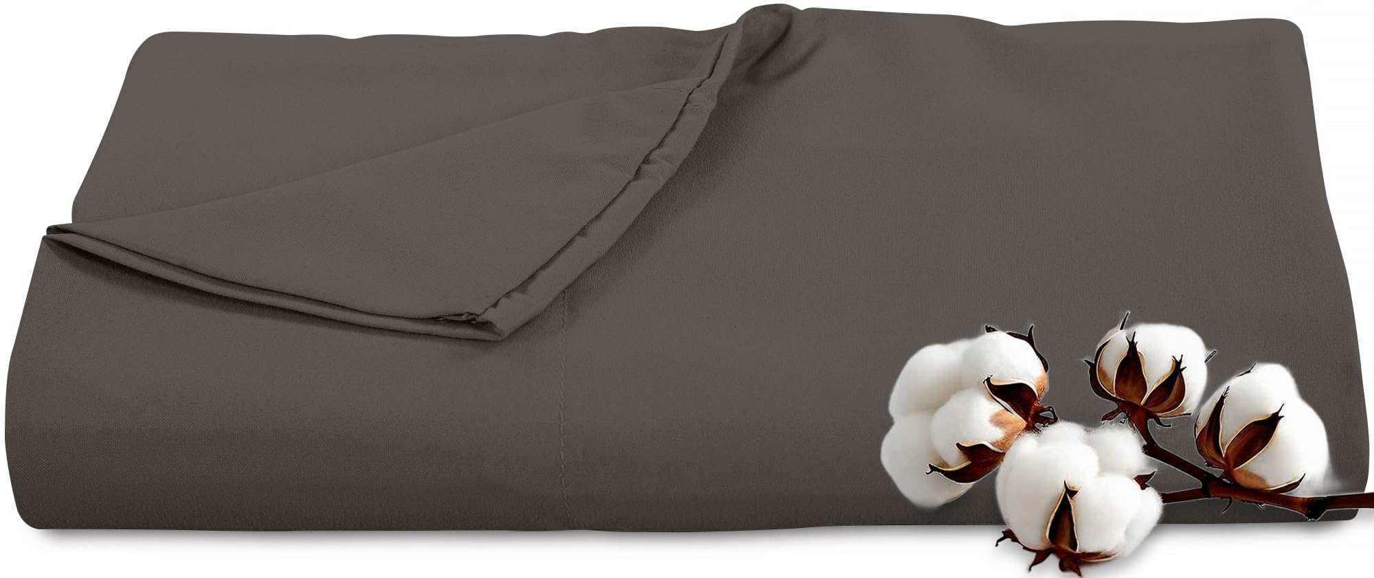Royale Linens 300 Thread Count 100% Cotton Twin Flat Sheet - Super Soft Flat Sheets Only - Top Sheet Only Sold Separately - Breathable, Cool &amp; Crisp Grey Flat Sheet (Twin, Grey)
