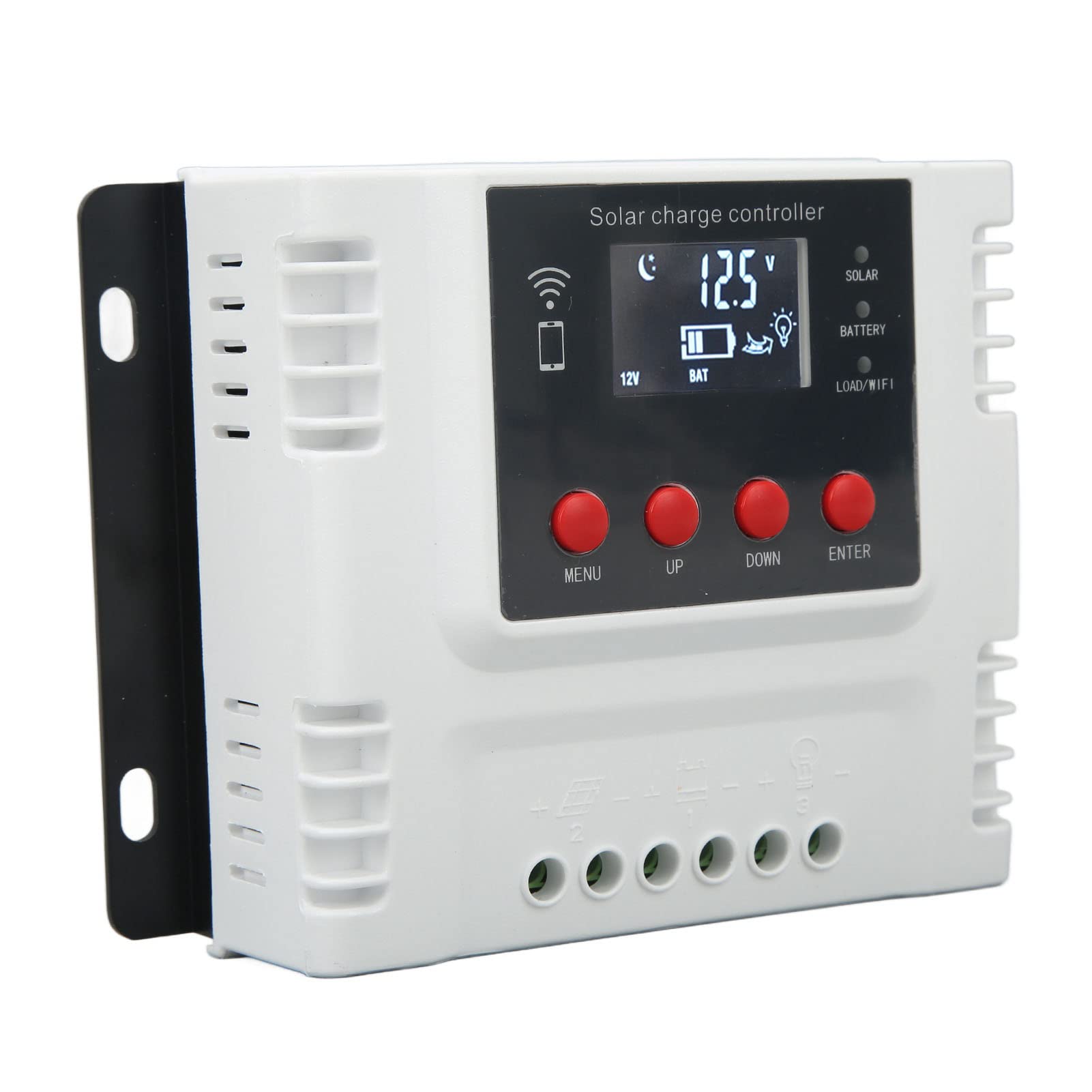 aqxreight Controlador Solar 60A con Pantalla LCD de Detección de Voltaje Automático y Protecciones Avanzadas para Sistemas de Batería de 12V 24V 48V (20A)