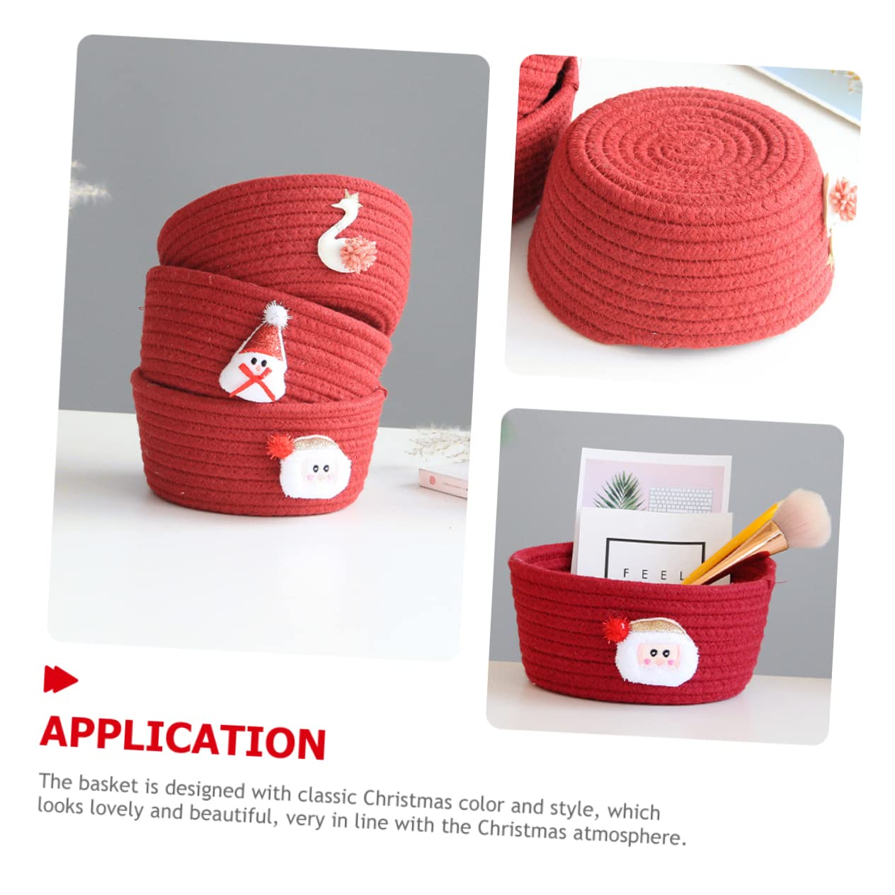 Alipis 4 Piezas Caja De Almacenamiento Cestas para Cesta Vacía De Papá Noel De Vacaciones Pequeña De Cuerda s De Almacenamiento De Navidad Pequeña