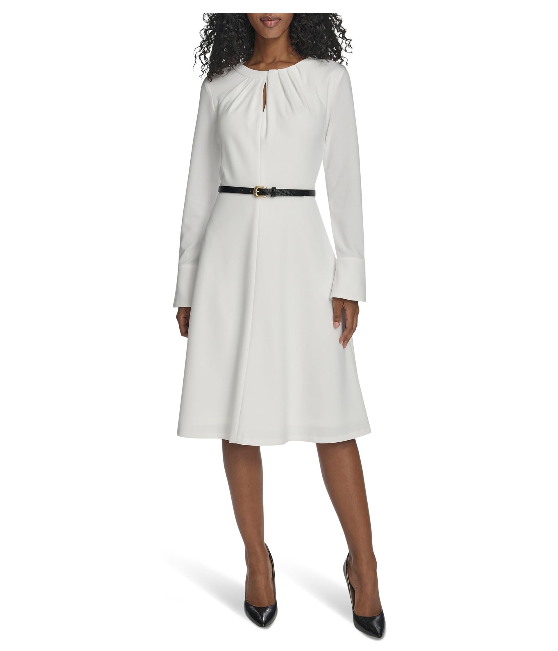 

                                                    Calvin Klein Women's Long Sleeve Scuba Crepe Belte