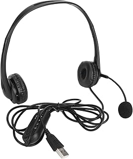 Call Center Headset with Microphone, Customer Service Headset Hands Free Stereo Corded Binaural Pc Noise Cancelling Headphone for Phone Sales, Office USB/3.5Mm Headphones(USB Models)