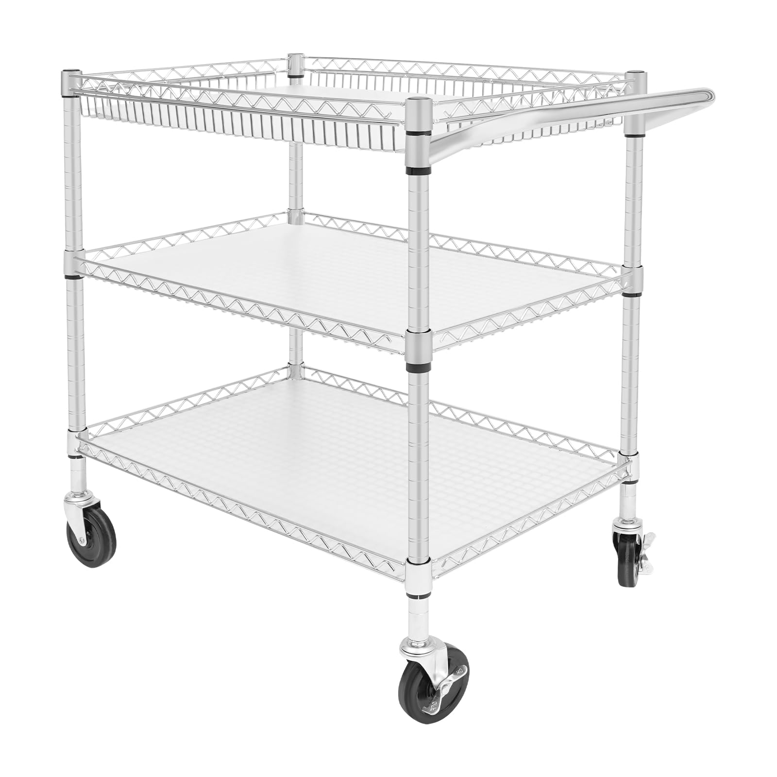 Carro de servicio con ruedas (3 niveles, 2 frenos), 450 kg