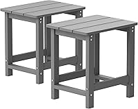 Vista 21 de MXIMU Mesa auxiliar exterior Adirondack de doble capa, mesas laterales exteriores cuadradas resistentes al clima, mesa auxiliar exterior