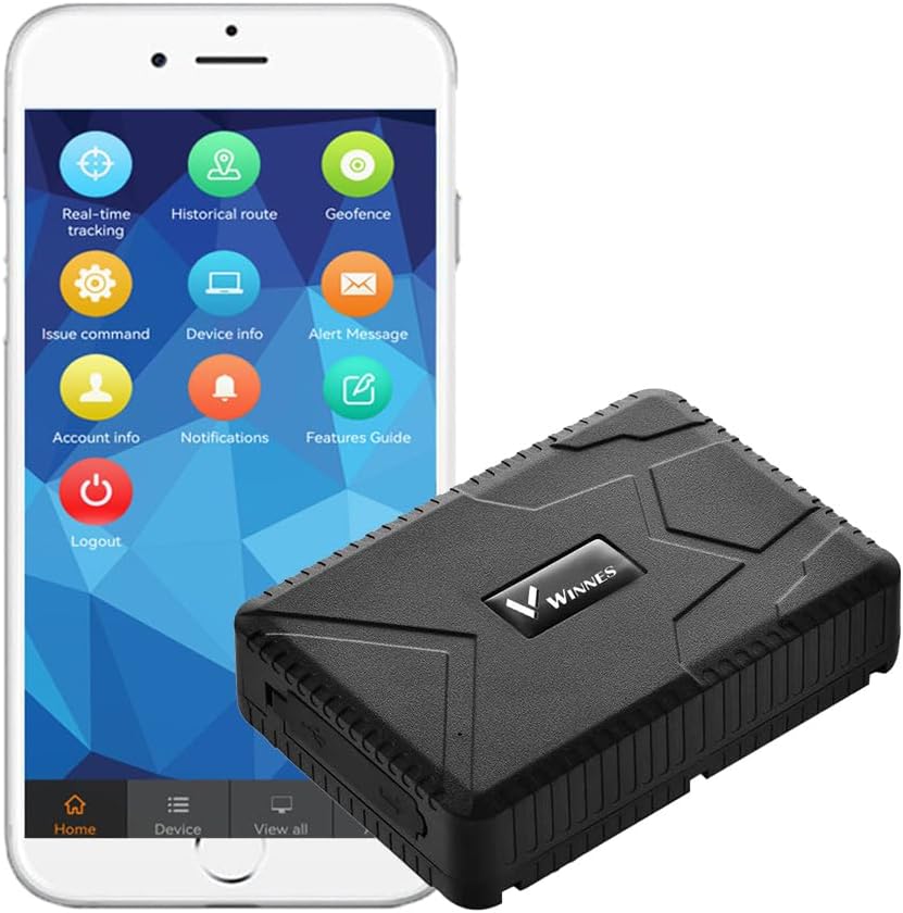Winnes GPS Tracker with Large Capacity Battery Strong Magnetic Vehicle Tracker No-Subscription Plan with Multiple Positioning Real-time Tracking Instant Alerts Recording Historical Routes