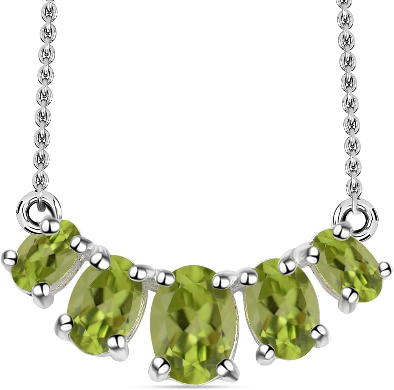 SHOP LC DELIVERING JOY 925 Sterling Silver Charm Necklace for Women 18-20" Peridot Necklaces for Women - 5 Birthstone Necklace for Womens - Gemstone Jewelry Birthday Christmas Gifts for Her