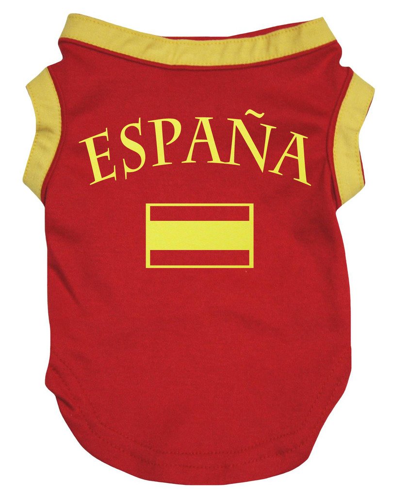 Petitebelle Camisa de cachorro con la bandera de España (rojo, S)