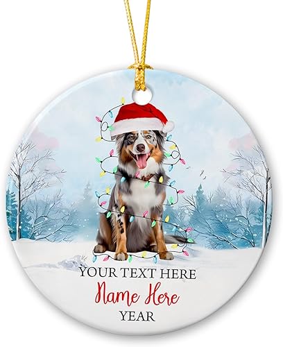 Vista 37 de Rottweiler - Adorno de cerámica personalizado para perro de Papá Noel, nombre y texto personalizados para mascotas, feliz para los amantes